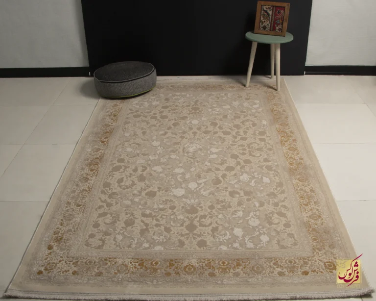 فرش وینتیج 3017 نسکافه‌ای کرم حاشیه آجری