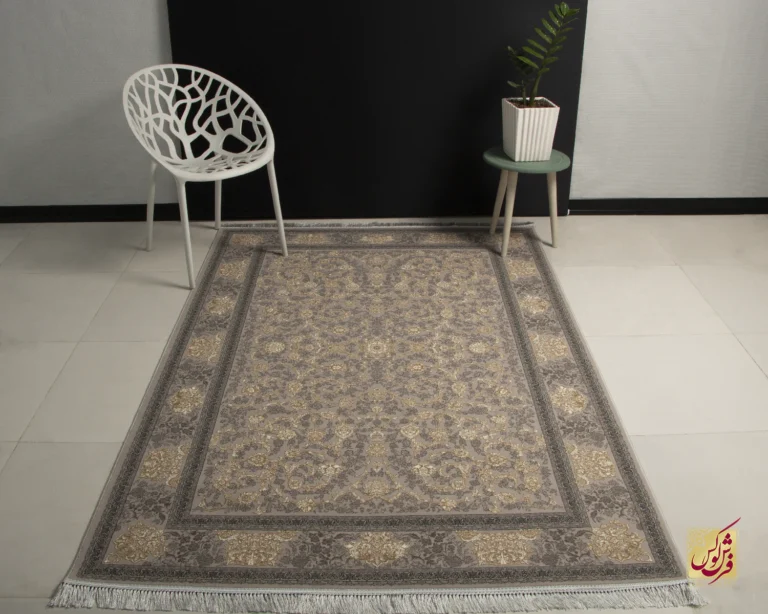 فرش کلاسیک فیروزه صدفی طلاکوب