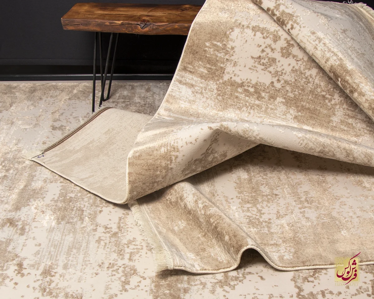 فرش مینیمال 9407 کرم نسکافه ای