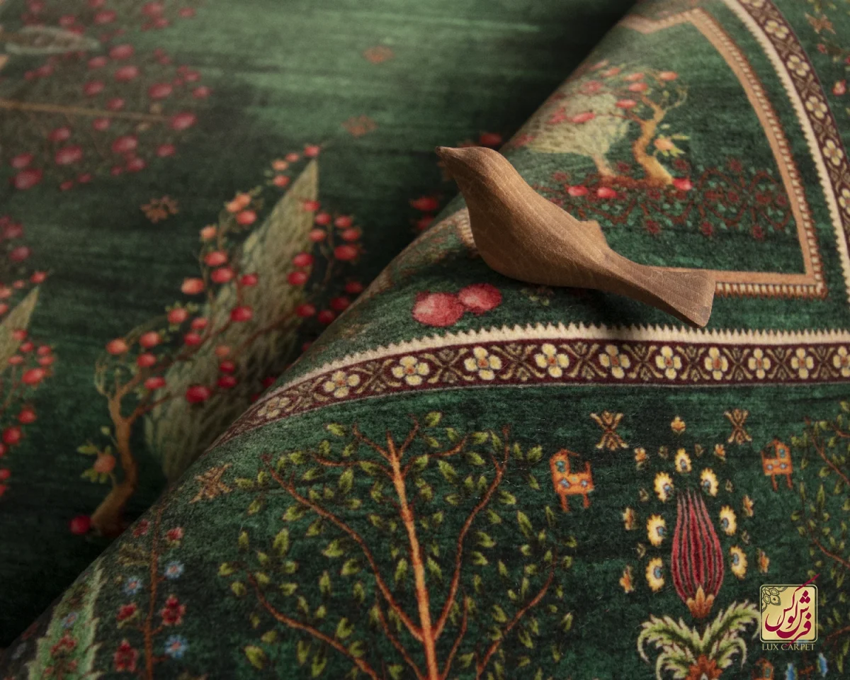 فرش ابریشم ماشینی T1062 سبز