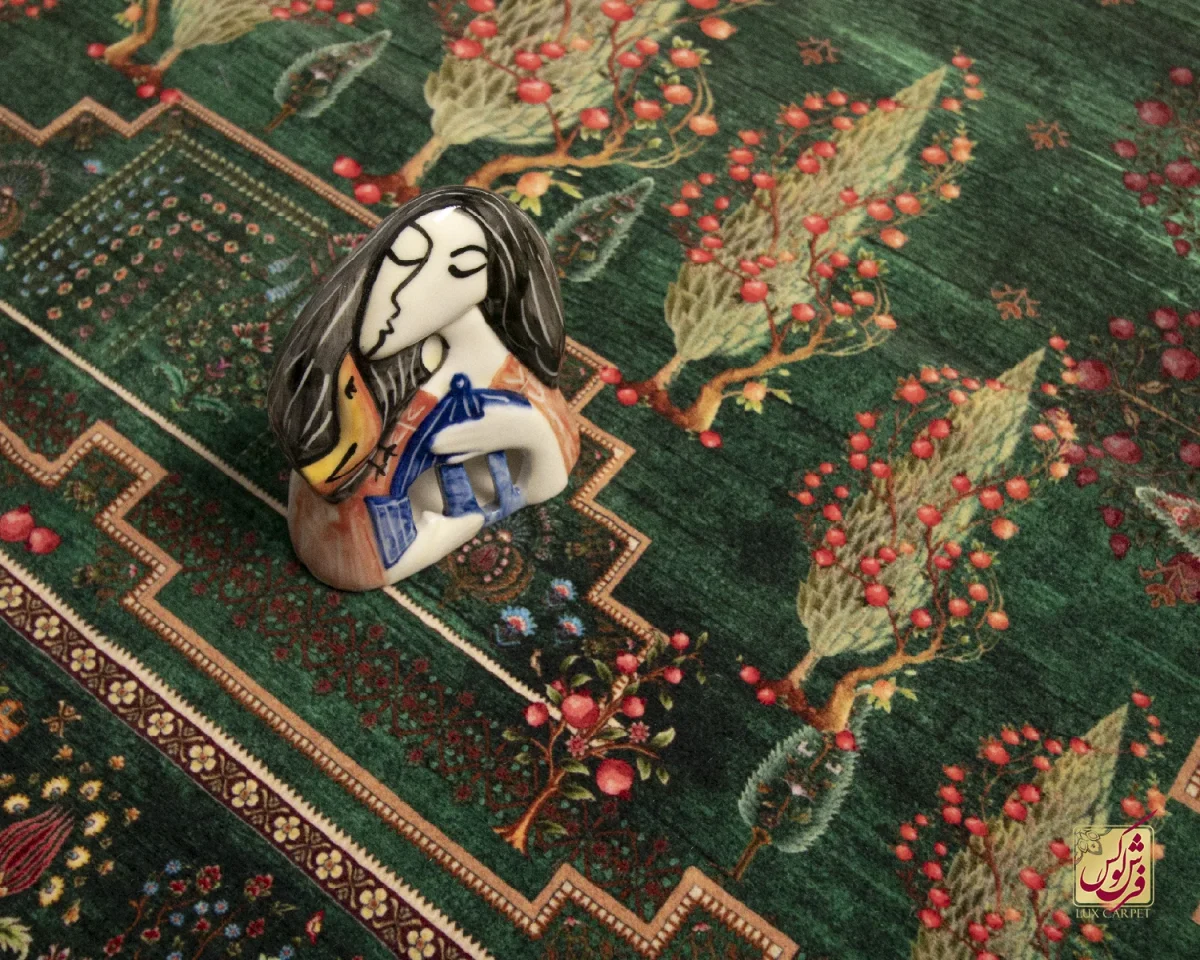 فرش ابریشم ماشینی T1062 سبز