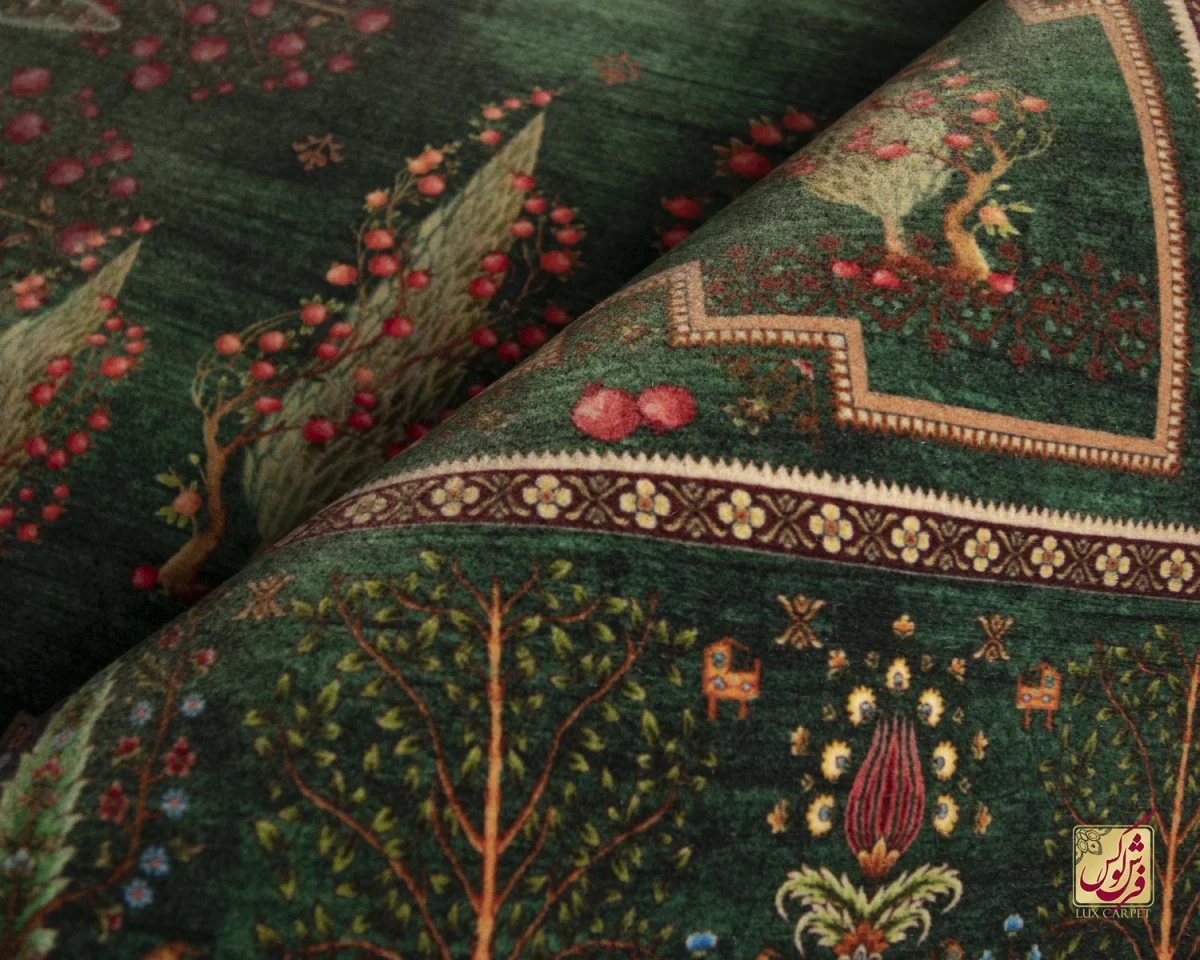 فرش ابریشم ماشینی T1062 سبز