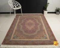 فرش ابریشم ماشینی 701145 گلبهی - Image 9