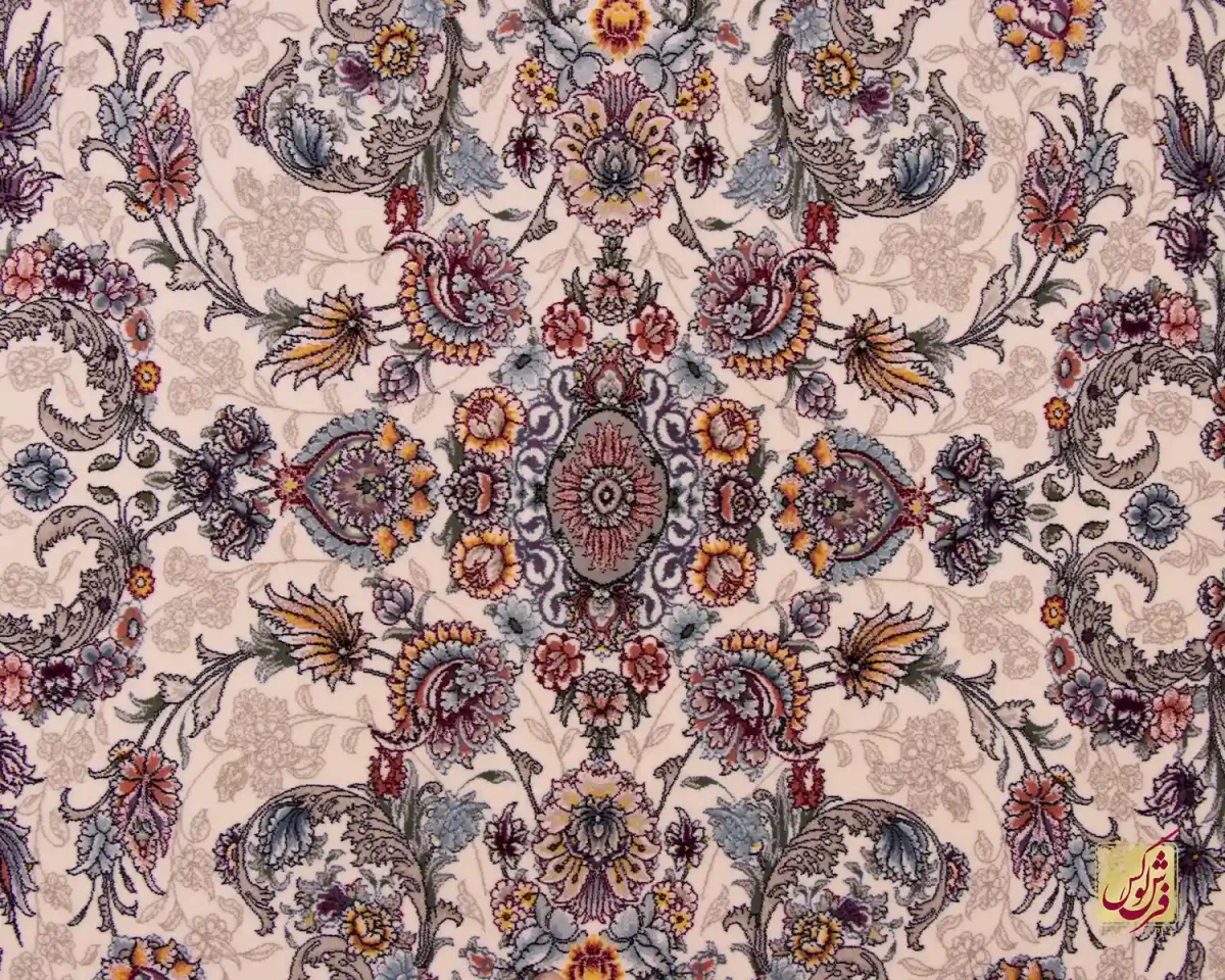 فرش ابریشم ماشینی ۱۲۴۸ کرم