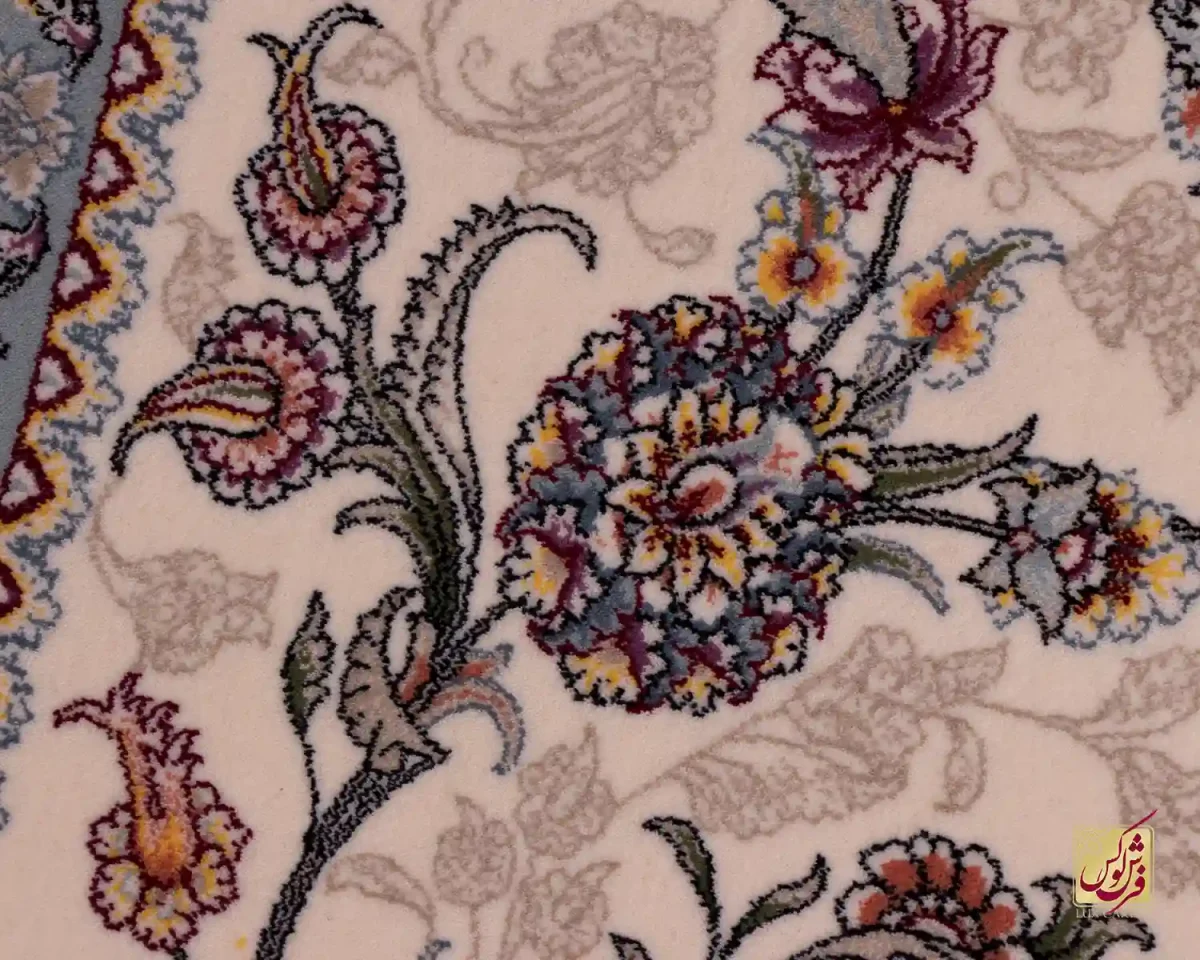 فرش ابریشم ماشینی ۱۲۴۸ کرم