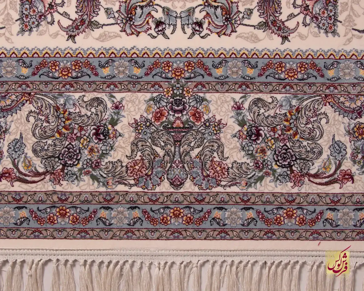 فرش ابریشم ماشینی ۱۲۴۸ کرم