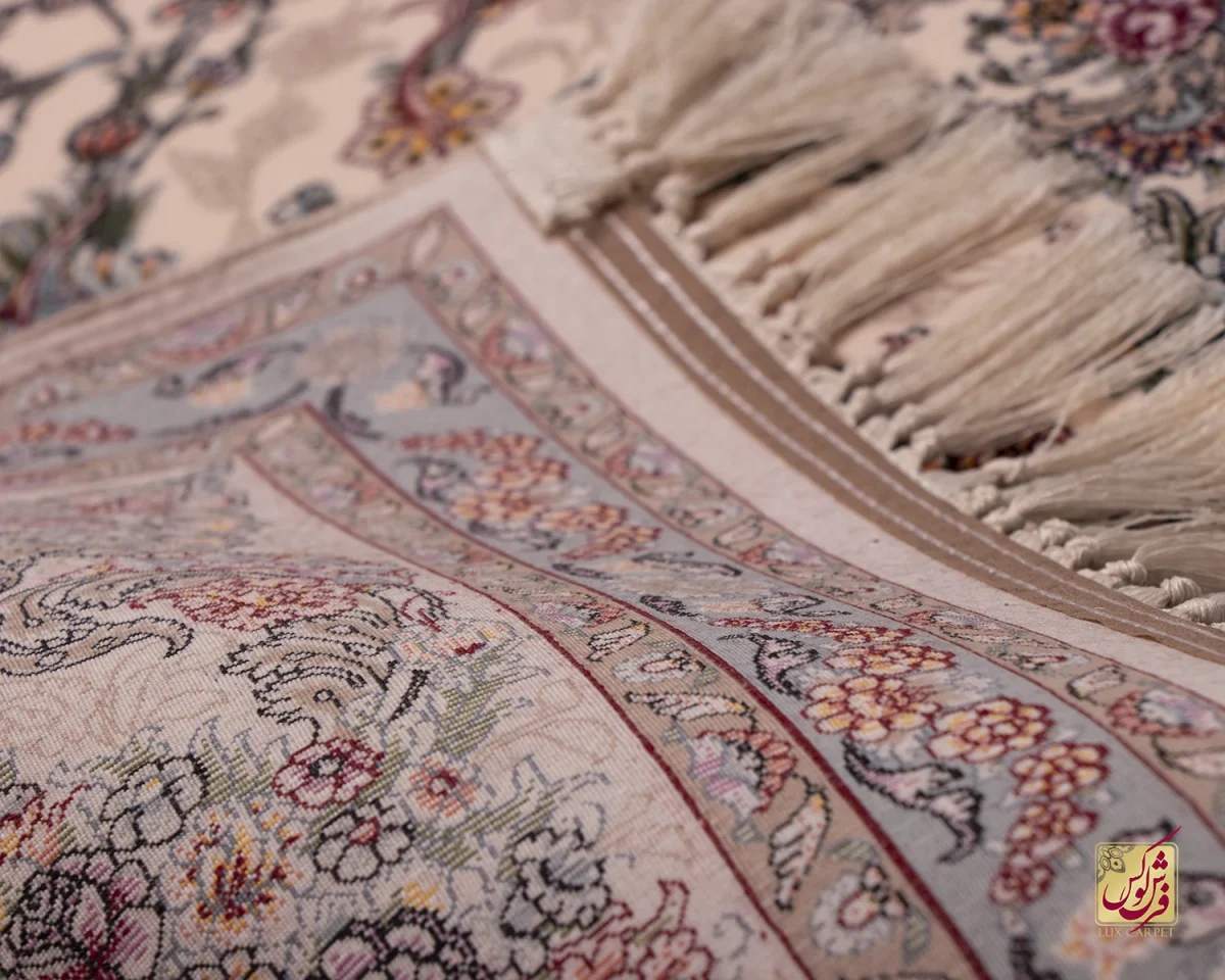 فرش ابریشم ماشینی ۱۲۴۸ کرم