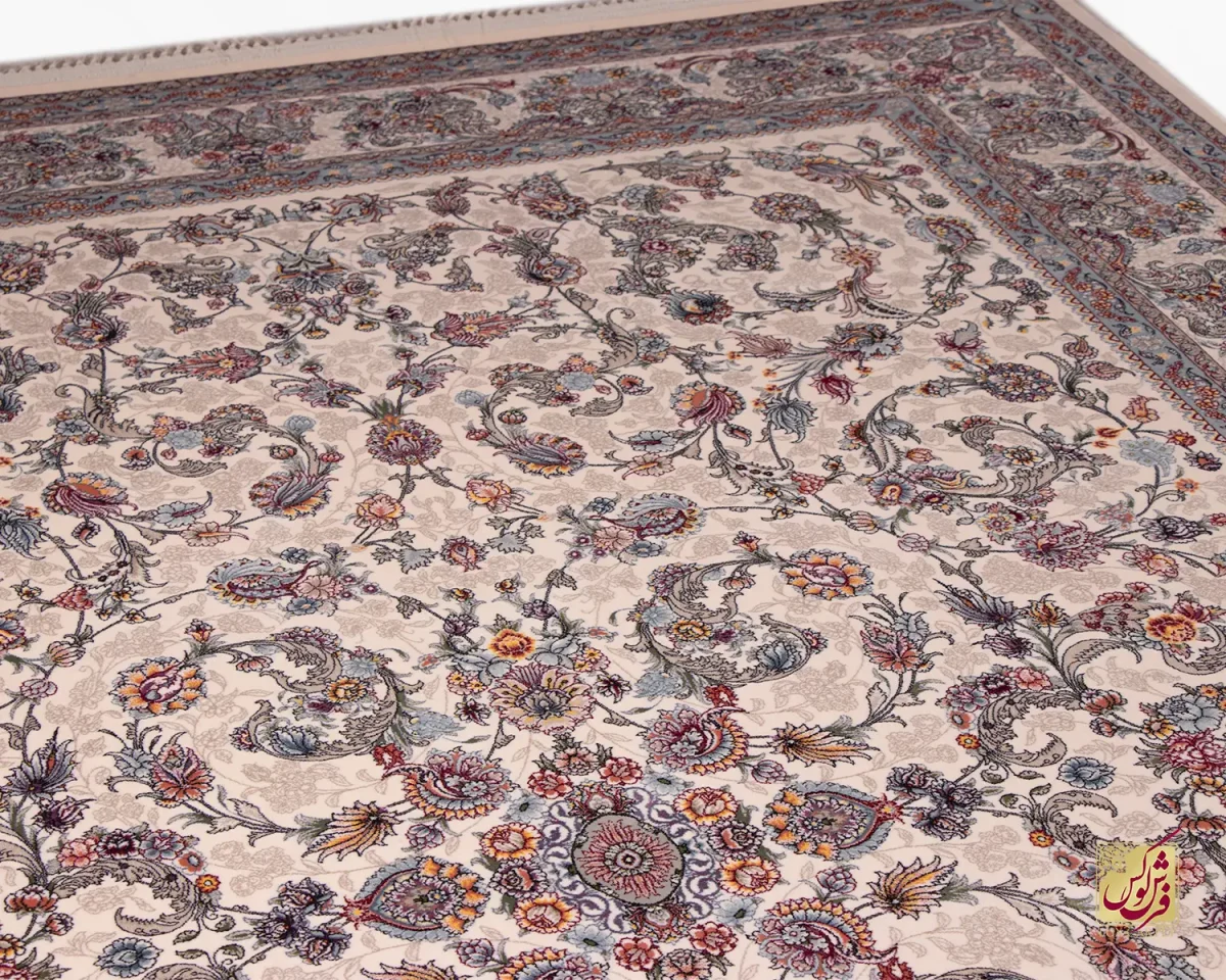 فرش ابریشم ماشینی ۱۲۴۸ کرم
