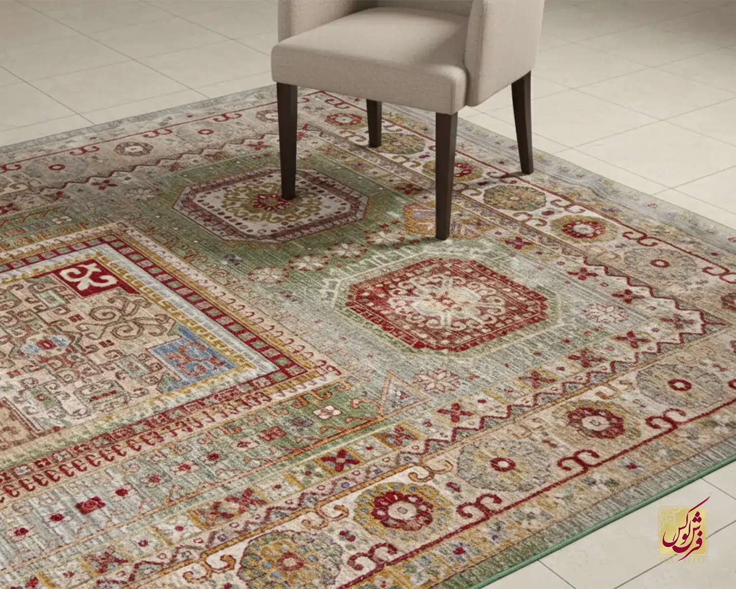 فرش کرم سبز مدرن