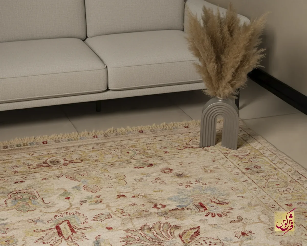 فرش وینتیج 30217 نسکافه ای لیمویی - تصویر 1