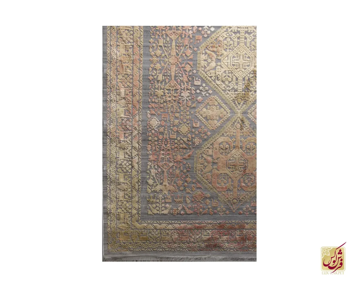 فرش وینتیج 1014 طوسی گلبهی - تصویر 2