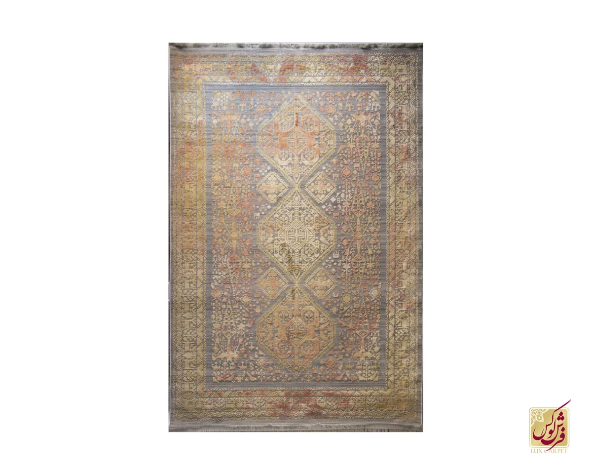 فرش وینتیج 1014 طوسی گلبهی - تصویر 1