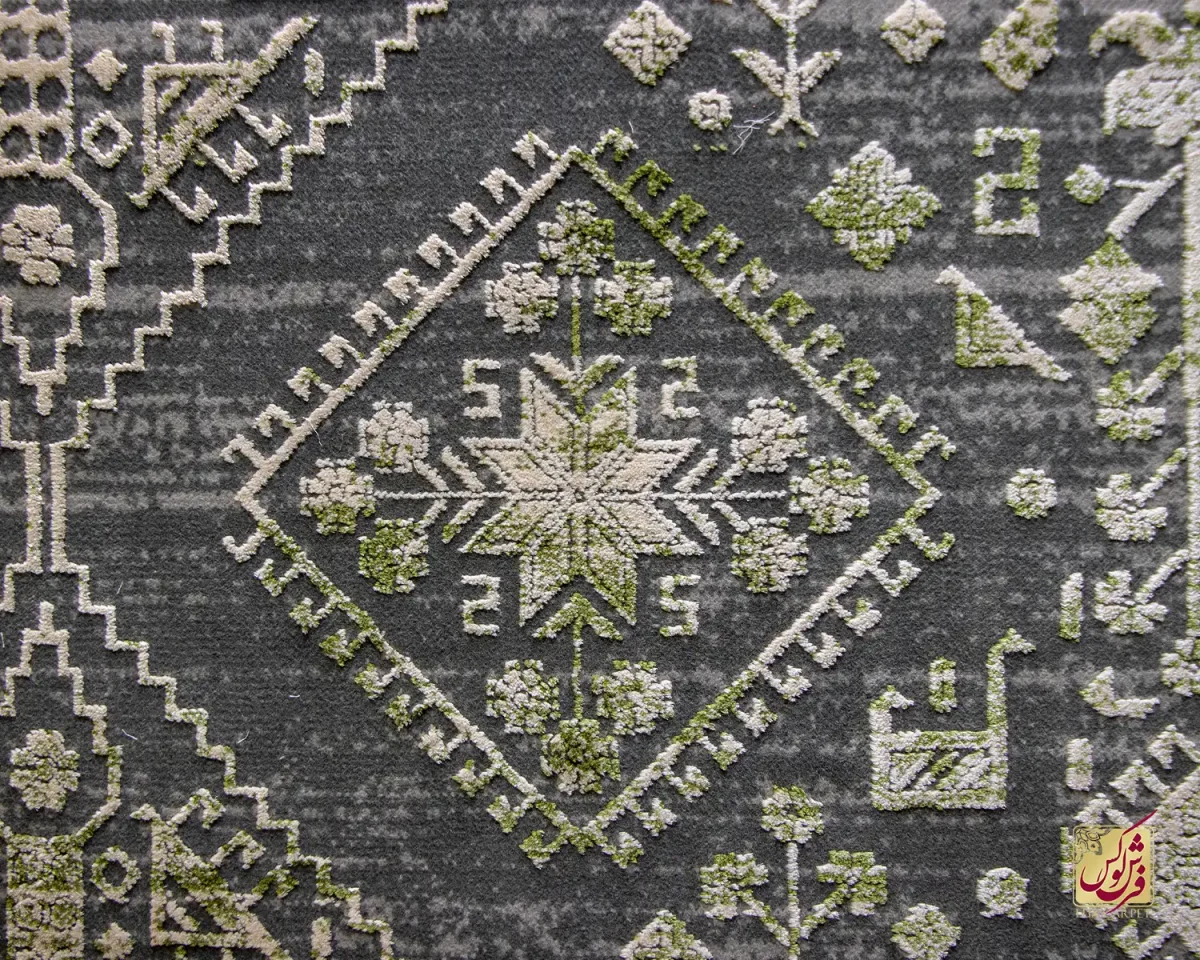 فرش وینتیج 1029 طوسی سبز - تصویر 3