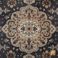 فرش ابریشم ماشینی 743107 طوسی کرم - Image 4