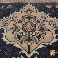 فرش ابریشم ماشینی 743107 طوسی کرم - Image 5