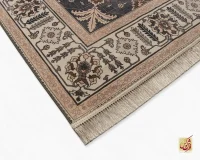 فرش ابریشم ماشینی 743107 طوسی کرم - Image 8