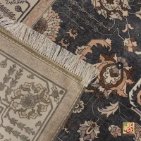 فرش ابریشم ماشینی 743107 طوسی کرم - Image 10