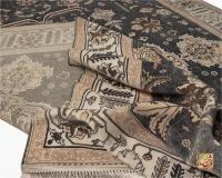 فرش ابریشم ماشینی 743107 طوسی کرم - Image 2