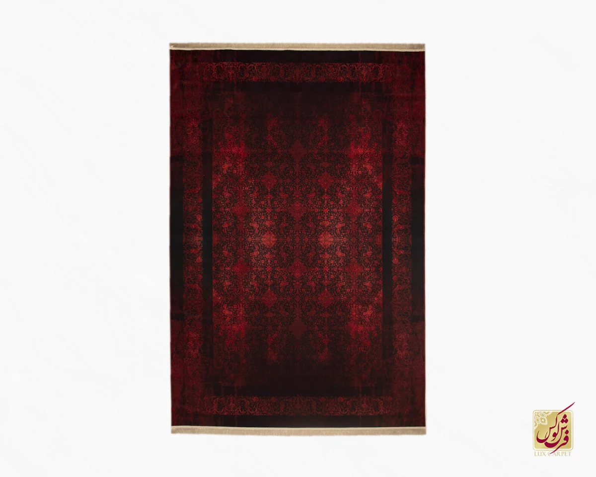 فرش ابریشم ماشینی 201713 قرمز کهکشانی - تصویر 1