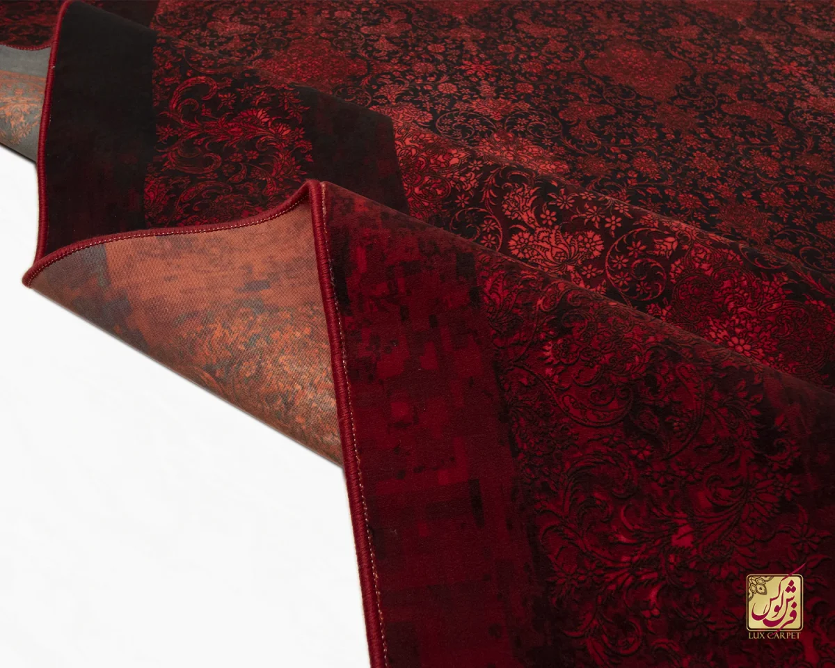 فرش ابریشم ماشینی 201713 قرمز کهکشانی - تصویر 2