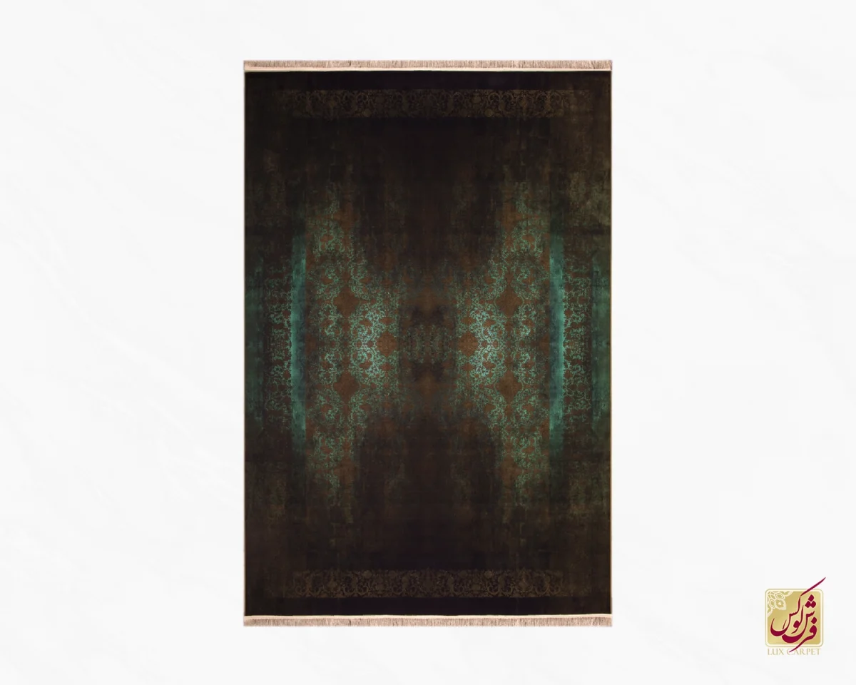 فرش ابریشم ماشینی 201714 سبز کهکشانی - تصویر 2