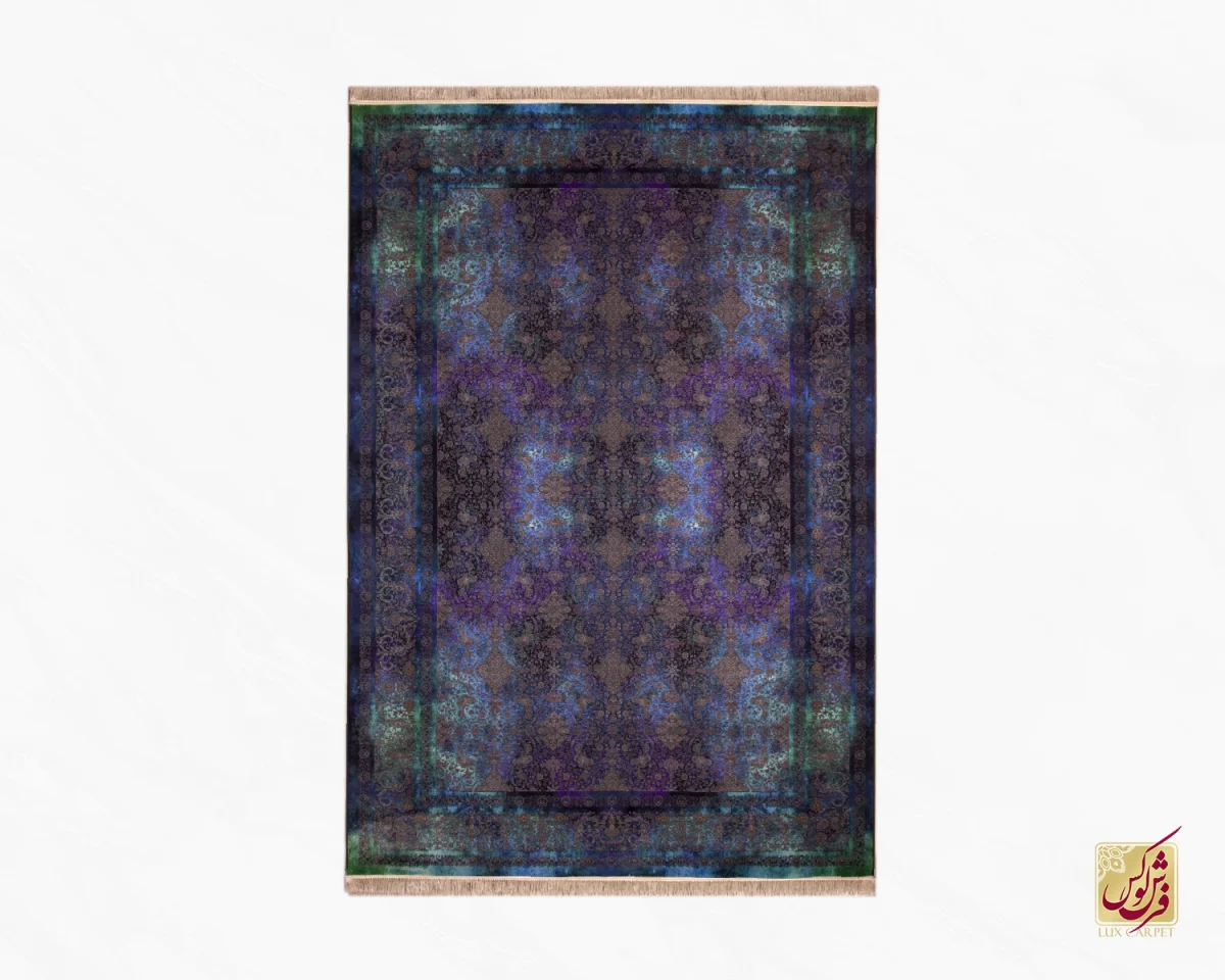 فرش ابریشم ماشینی 201715 آبی کهکشانی - تصویر 2