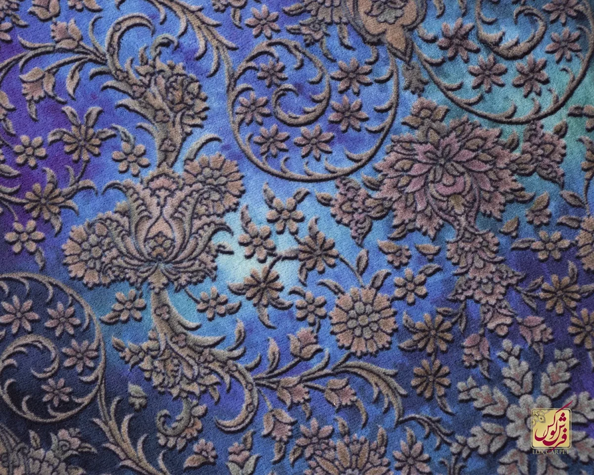 فرش ابریشم ماشینی 201715 آبی کهکشانی - تصویر 6