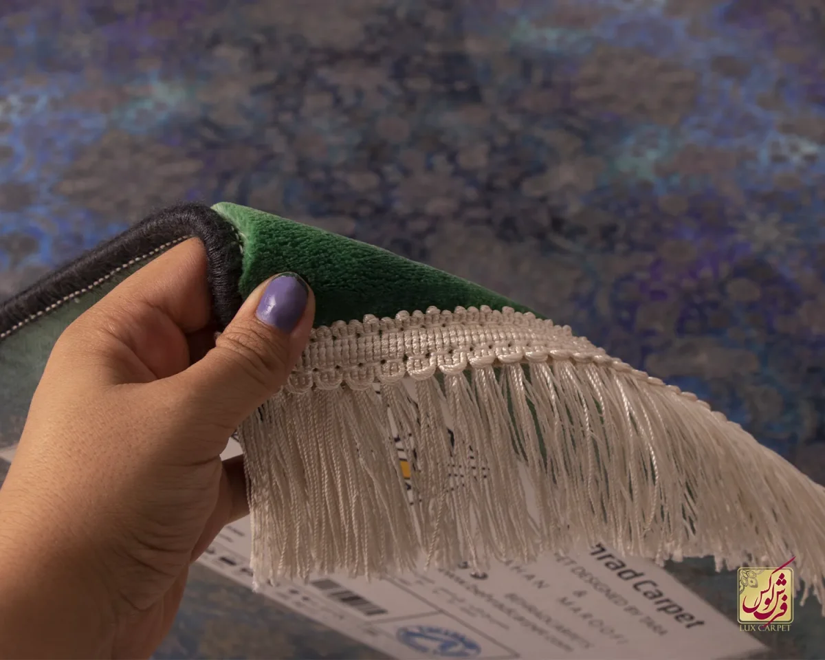 فرش ابریشم ماشینی 201715 آبی کهکشانی - تصویر 9