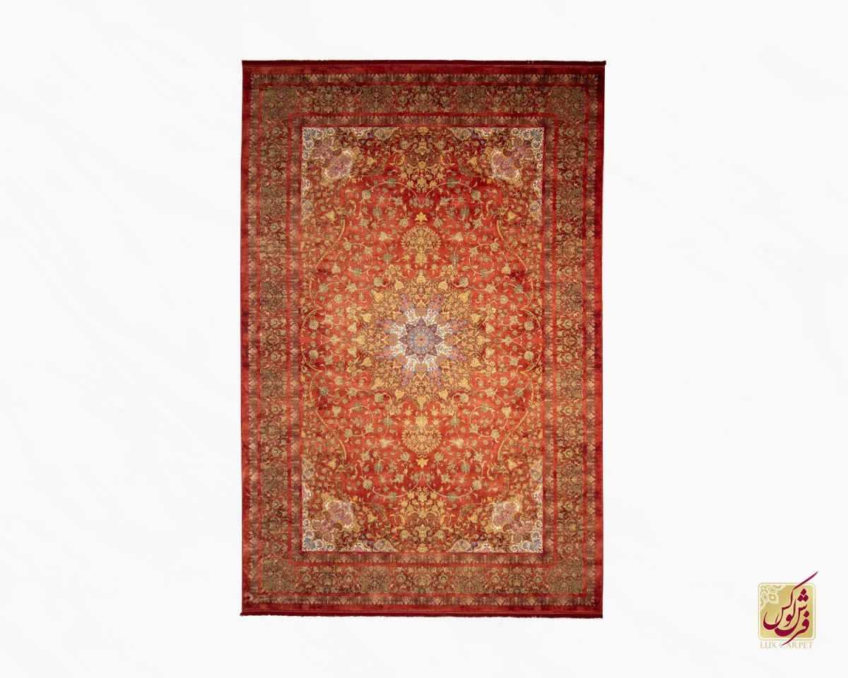 201826-0.webp فرش ابریشم ماشینی 201826 قرمز لاکی - تصویر 1