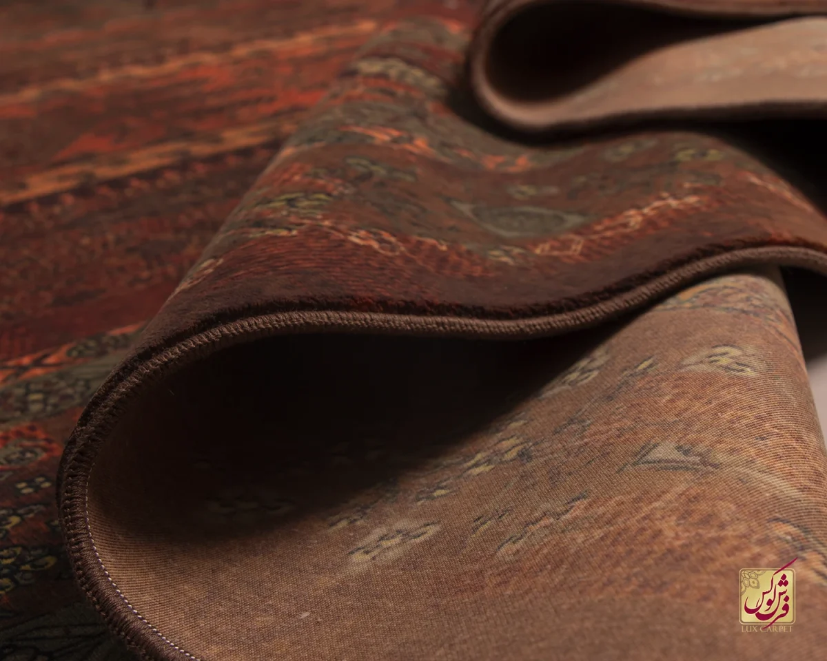 فرش ابریشم ماشینی 202727 آجری سبز - تصویر 4