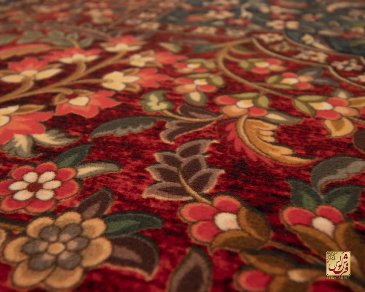 فرش ابریشم ماشینی 202739 لاکی سبز - تصویر 7