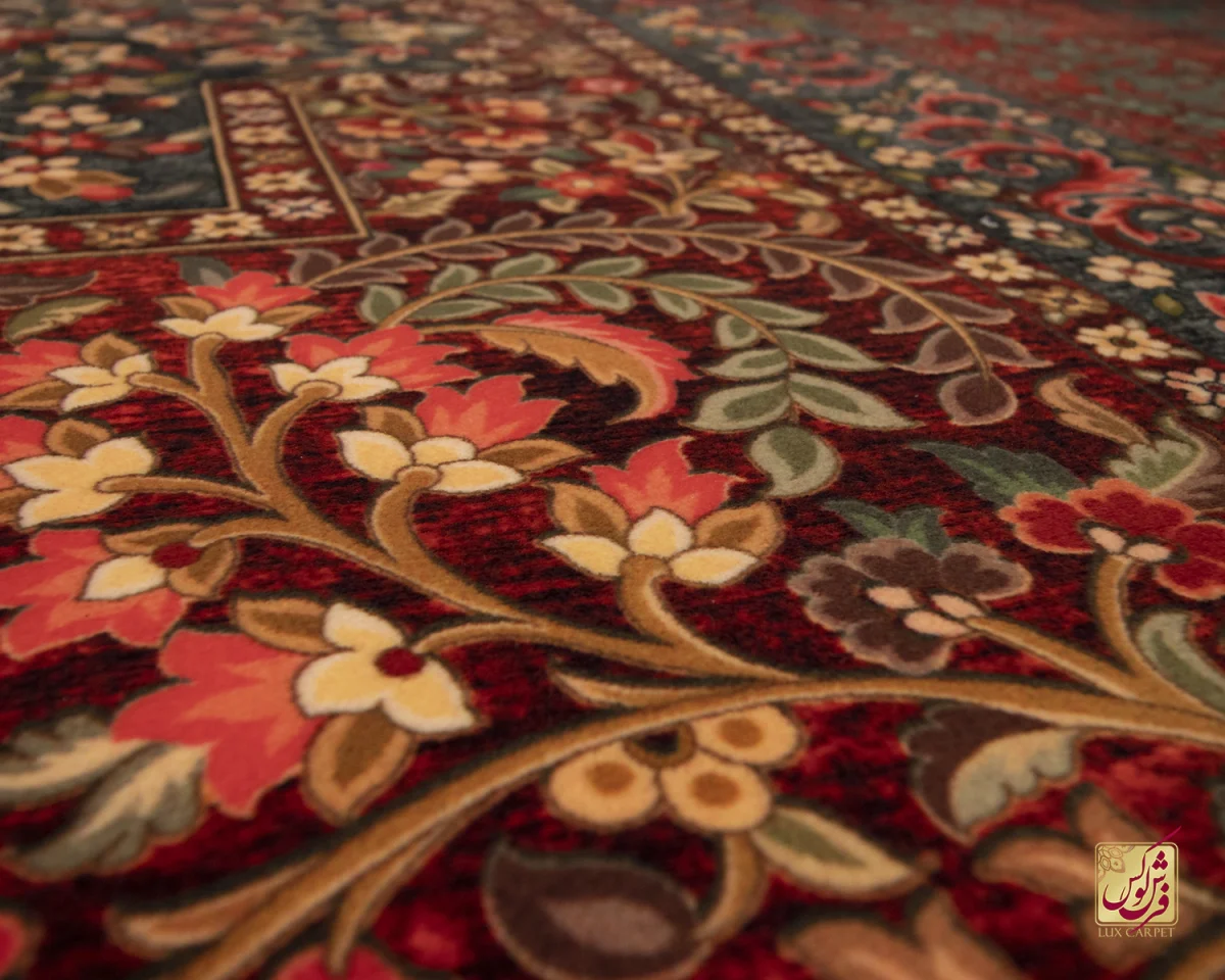 فرش ابریشم ماشینی 202739 لاکی سبز - تصویر 8