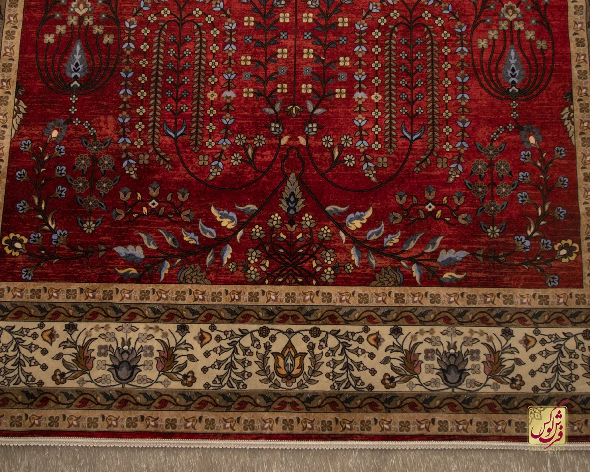 فرش ابریشم ماشینی 202745 لاکی کرم - تصویر 5