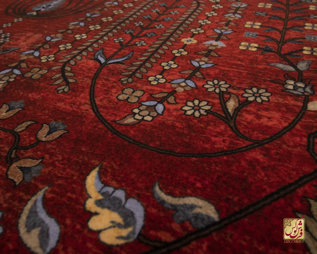 فرش ابریشم ماشینی 202745 لاکی کرم - تصویر 6