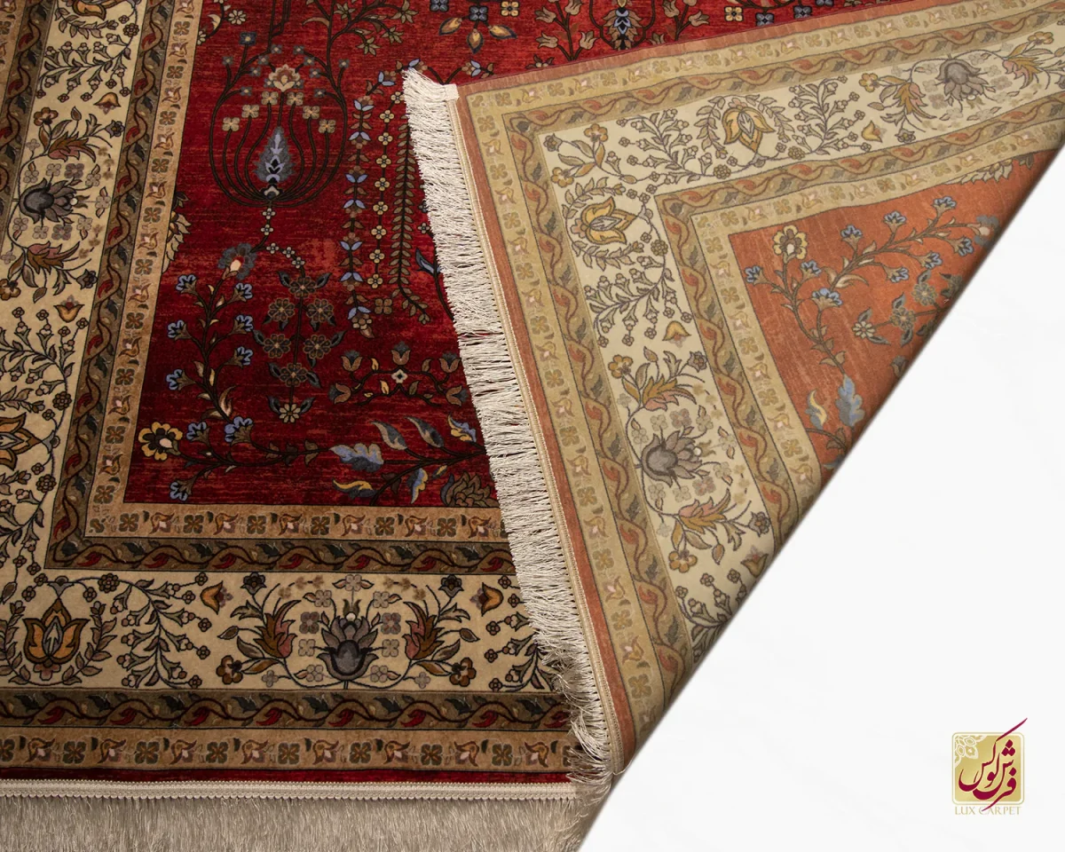 فرش ابریشم ماشینی 202745 لاکی کرم - تصویر 8