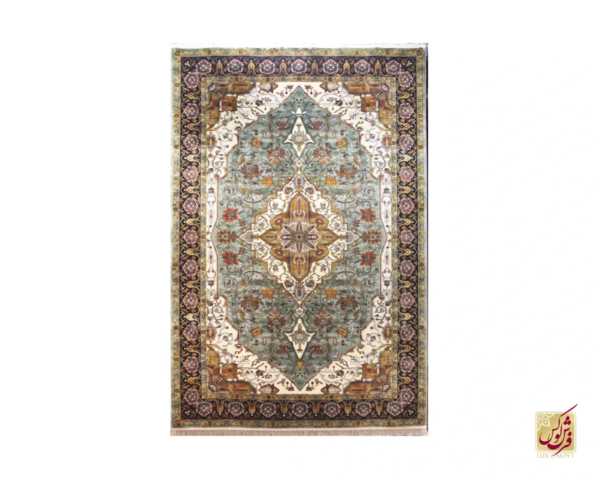 فرش وینتیج 202746 سبز کرم - تصویر 1