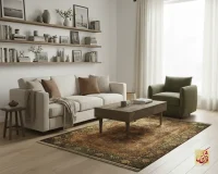 فرش ابریشم ماشینی 202780 سبز آجری