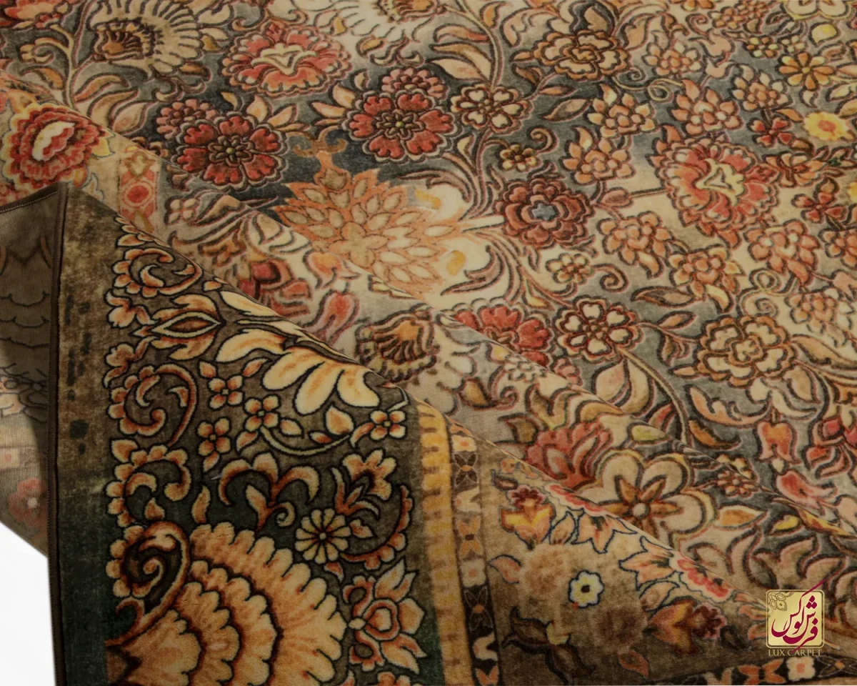 فرش ابریشم ماشینی 202780 سبز آجری - تصویر 6