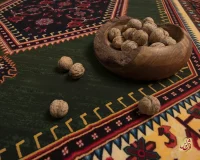 فرش ابریشم ماشینی 210304 سبز مشکی - تصویر 3