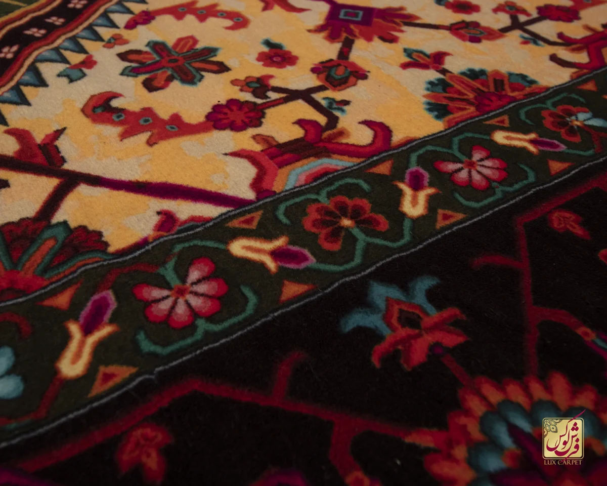 فرش ابریشم ماشینی 210304 سبز مشکی - تصویر 9