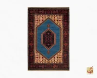 فرش ابریشم ماشینی 210309 آبی مشکی - تصویر 2