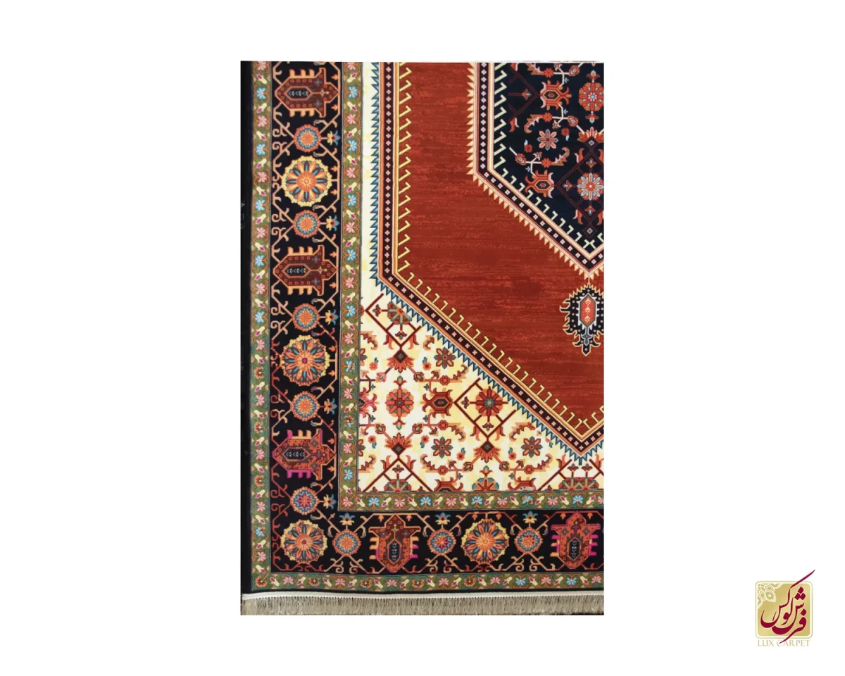 فرش کلاسیک 210310 مشکی قرمز - تصویر 2