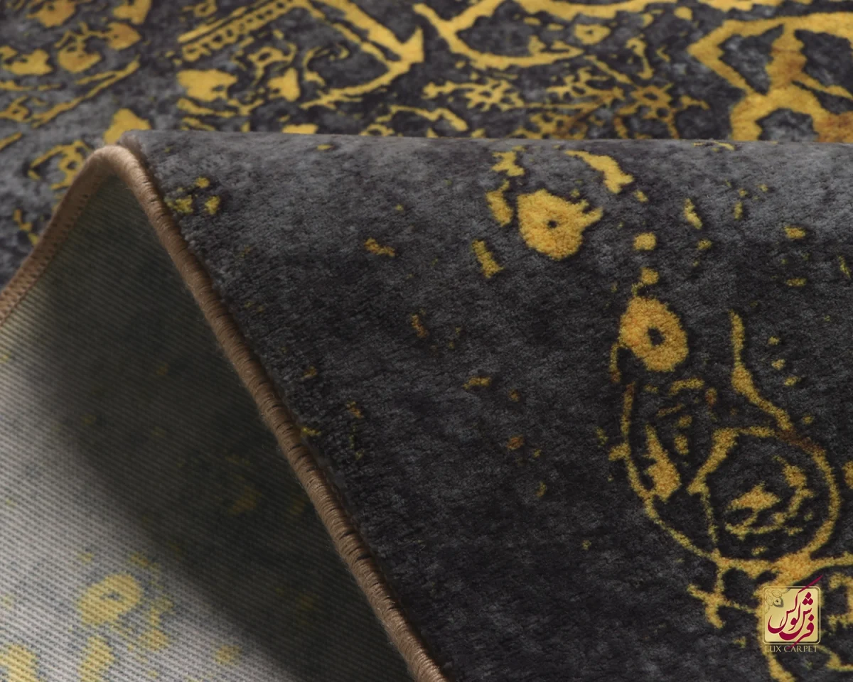 فرش وینتیج 210614 طلایی ذغالی - تصویر 2