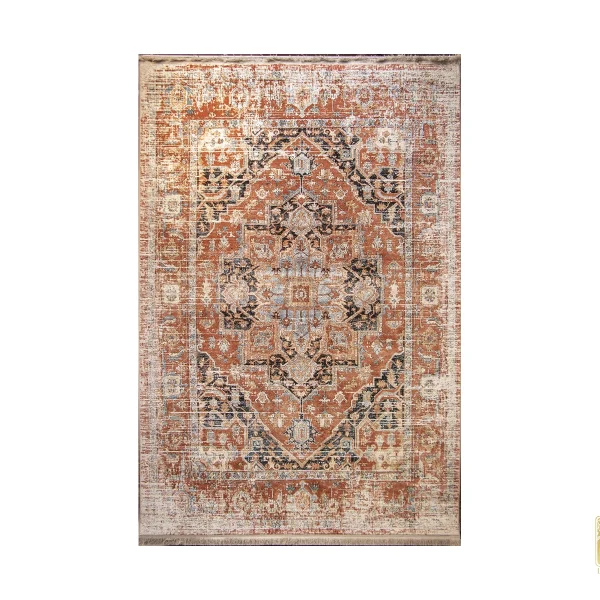 فرش وینتیج 2519 آجری کرم