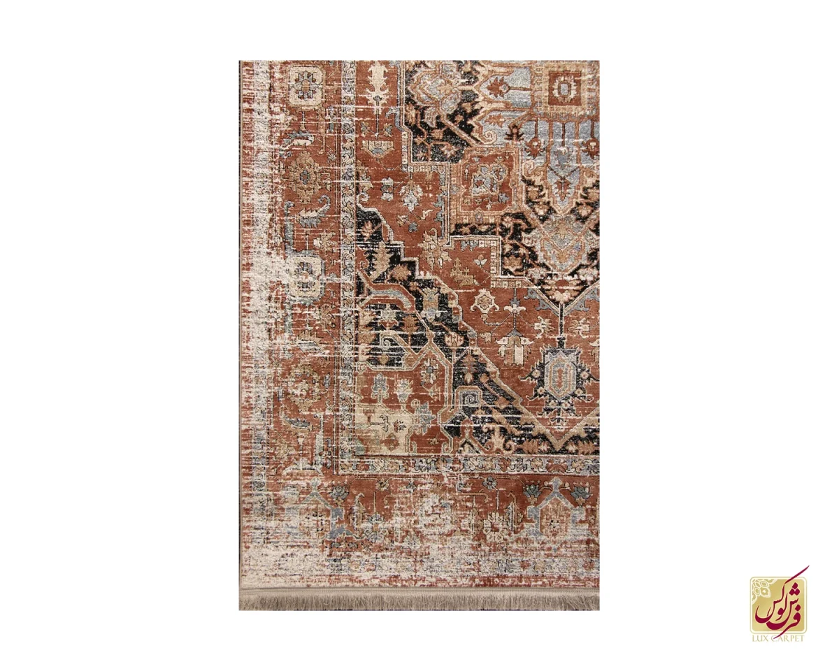 فرش وینتیج 2519 آجری کرم - تصویر 3