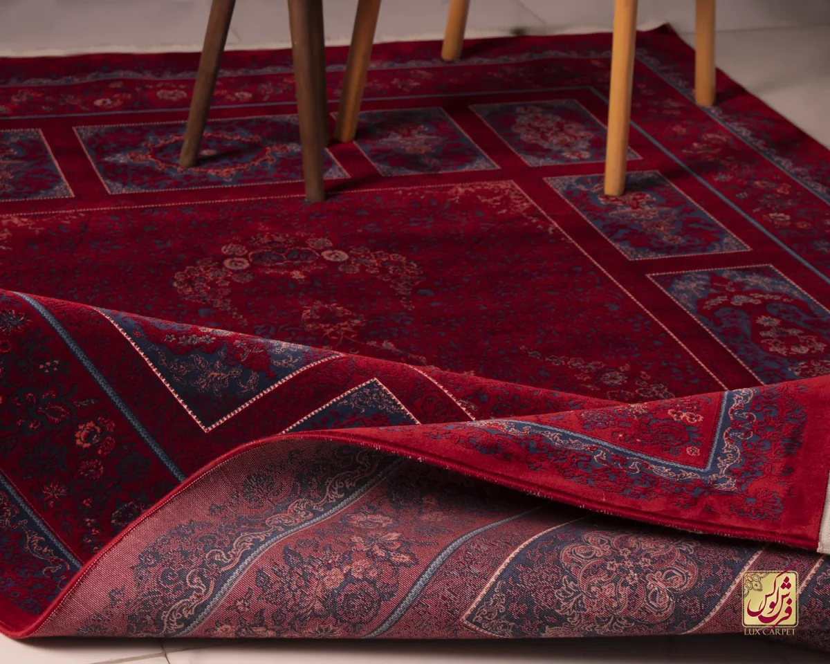 3-copy-1.webp فرش وینتیج کتیبه lsk قرمز سورمه ای - تصویر 1