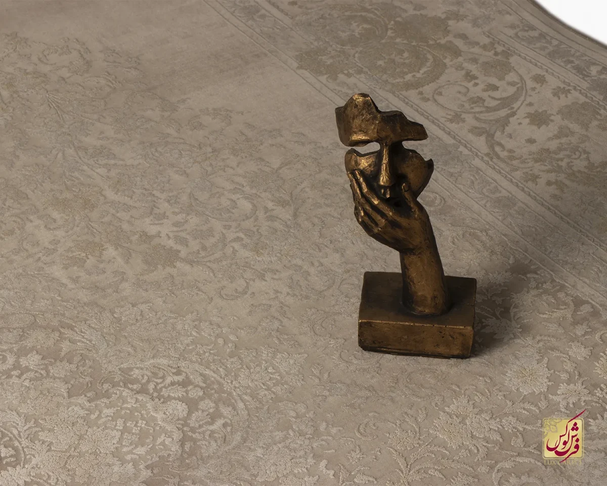 فرش وینتیج 3006 نسکافه‌ای حاشیه آجری - تصویر 1