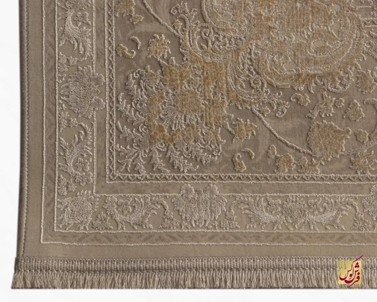 فرش وینتیج 3006 نسکافه‌ای حاشیه آجری - تصویر 4