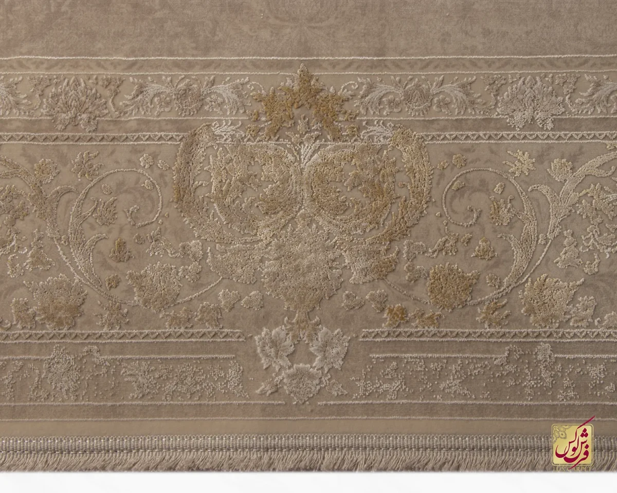 فرش وینتیج 3006 نسکافه‌ای حاشیه آجری - تصویر 5