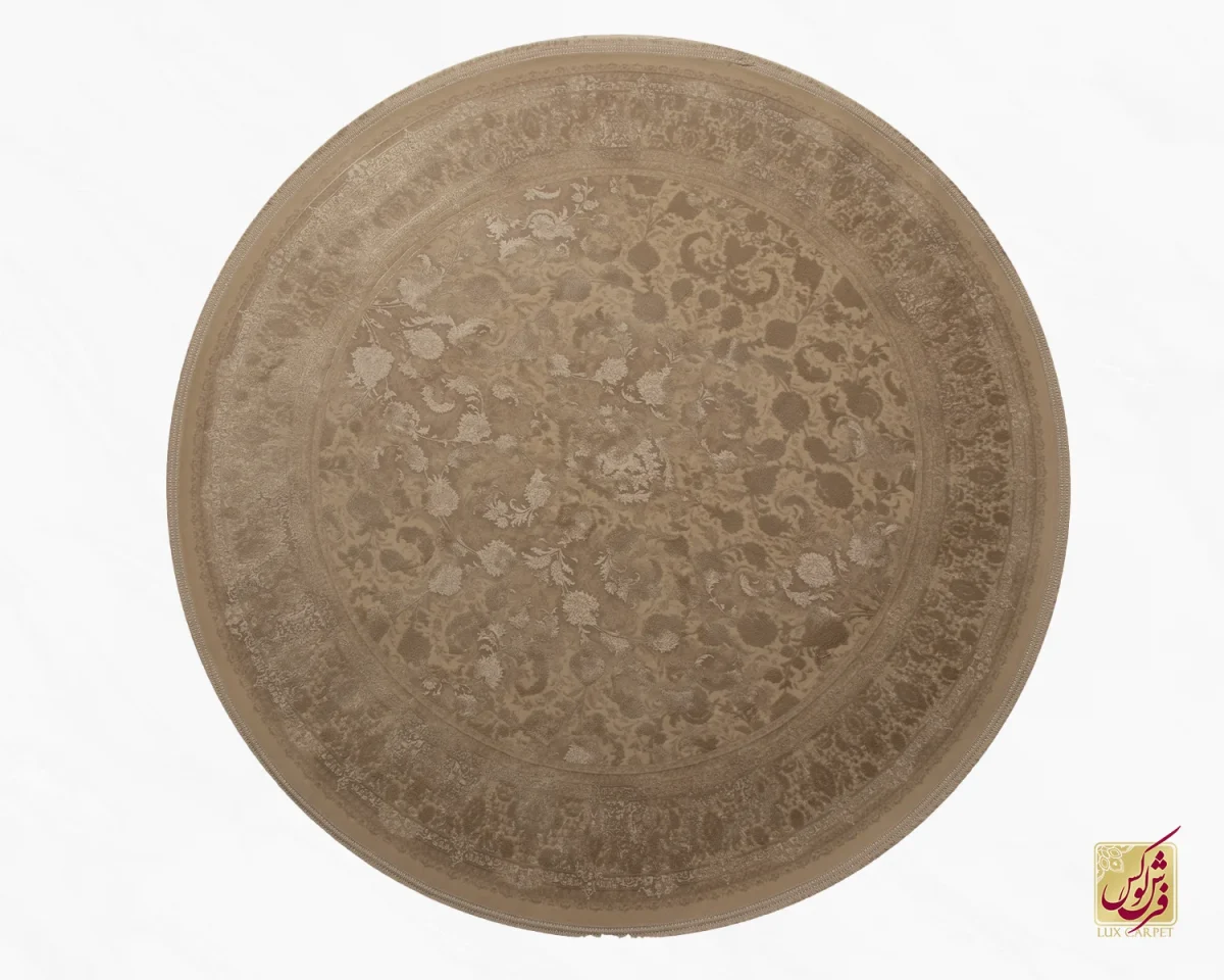 فرش گرد وینتیج 3015 نسکافه‌ای کرم - تصویر 1